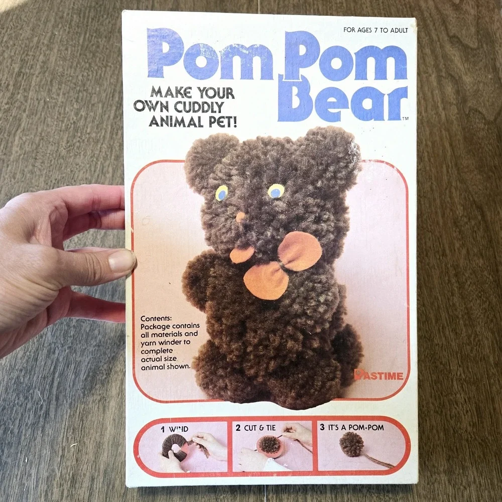 Vintage Pastime Pom Pom Bear Craft Kit No. 802P Complete Retro Package